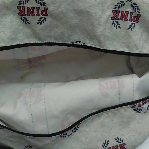 Victoria's Secret PINK Campus Logo gray duffel bag large euc - Picture 7 of 9